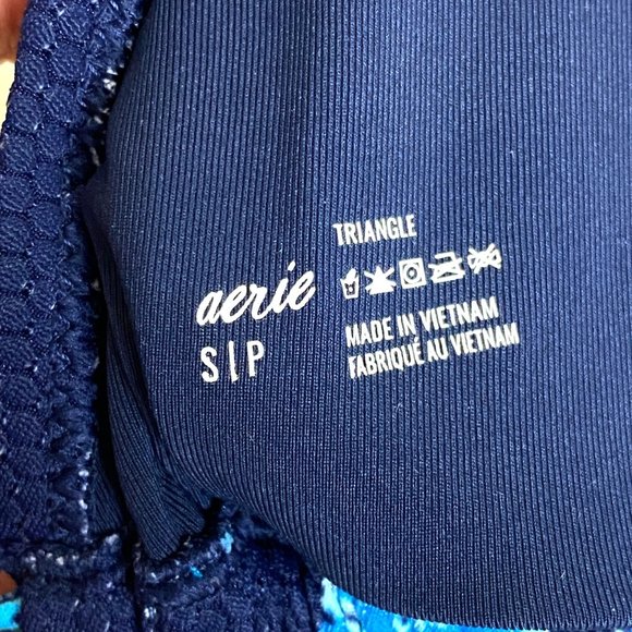 Aerie Like New slide triangle removable pads navy blue pink neon Bikini top, Sm - Picture 6 of 6